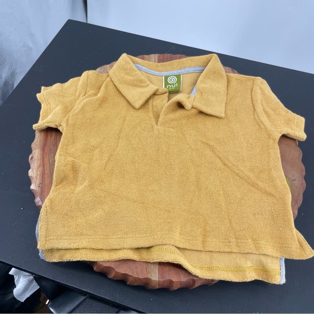 NWT Nui 100% organic cotton spring/summer/fall polo shirt yellow Sz 6-12‎